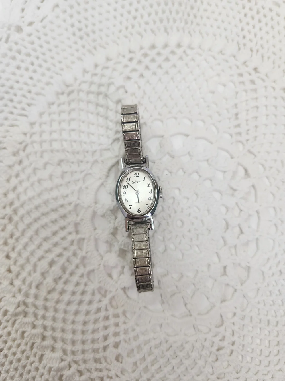 Vintage Sears Women's Watch - Oval Dial - Speidel Stretch Band